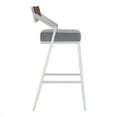 thumbnail image 3 of Armen Living Dakota Mid-Century 26" Bar Height Barstool in Brushed Stainless Steel with Grey Faux Leather and Walnut Wood Finish Back, 3 of 6