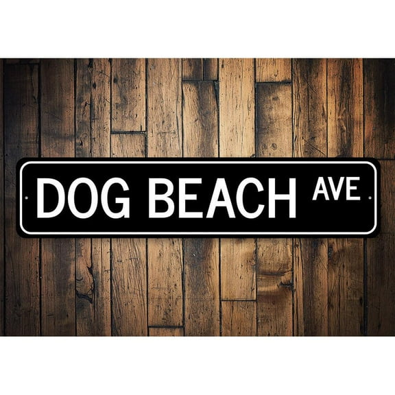 Dog Beach Avenue Novelty Sign, Metal Wall Decor - 4x18 inches