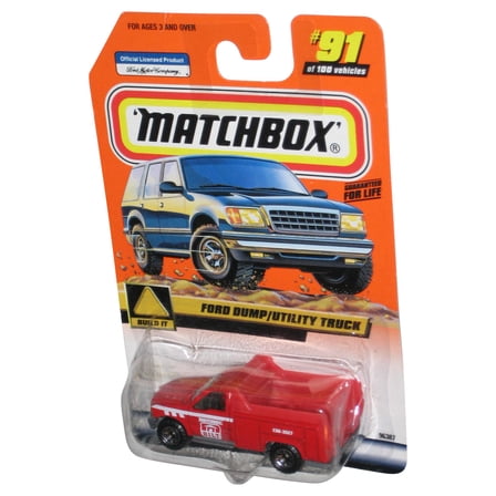 Matchbox Build It (2000) Red Ford Dump Utility Truck Toy 91/100 - (Dented Plastic)