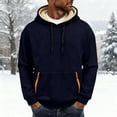 thumbnail image 5 of YOIAVAIOY Men's Fleece Lined Hoodie Winter Warm Heavyweight Pullover Thickened Sherpa Sweatshirt Fall Winter with Pocket Navy M, 5 of 10