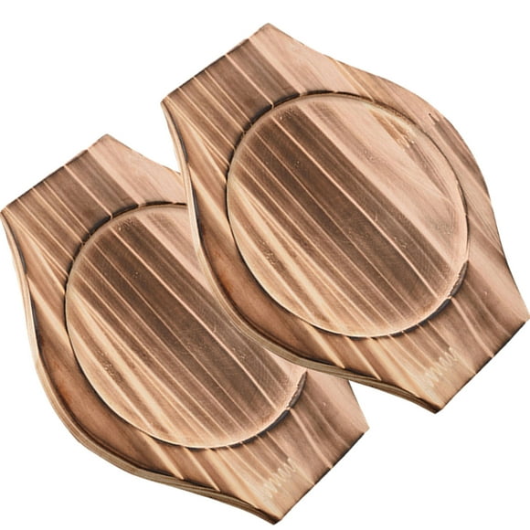 TEHAUX 2Pcs Wooden Trivets for Hot Dishes Wooden Pot Mats High Temperature Resistance Daily Use