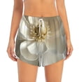 thumbnail image 4 of Lsque Elegant Ivory Flower Printed Women's Running Shorts with Liner Pockets,Elastic Quick Dry Workout Athletic Gym Yoga Shorts,Womens High Waist Shorts-Large, 4 of 9