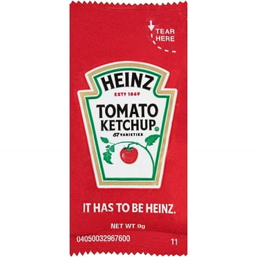 Heinz Tomato Ketchup Single Serve Packets for Kids Lunch (200 ct Pack, 9 gm Packets)