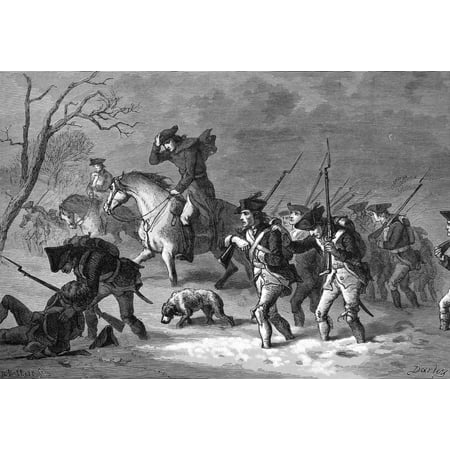 March To Valley Forge 1777 Nthe Continental Army Marching To Valley Forge To Take Up Winter Quarters In 1777 Tinted Wood Engraving 19Th Century Rolled Canvas Art -  (24 x