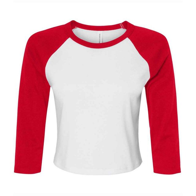 Bella + Canvas Womens Raglan 3/4 Sleeve Crop T-Shirt