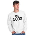 thumbnail image 5 of Just Married Newlyweds Cute Matching Men's Crewneck Sweatshirt Brisco Brands X, 5 of 7