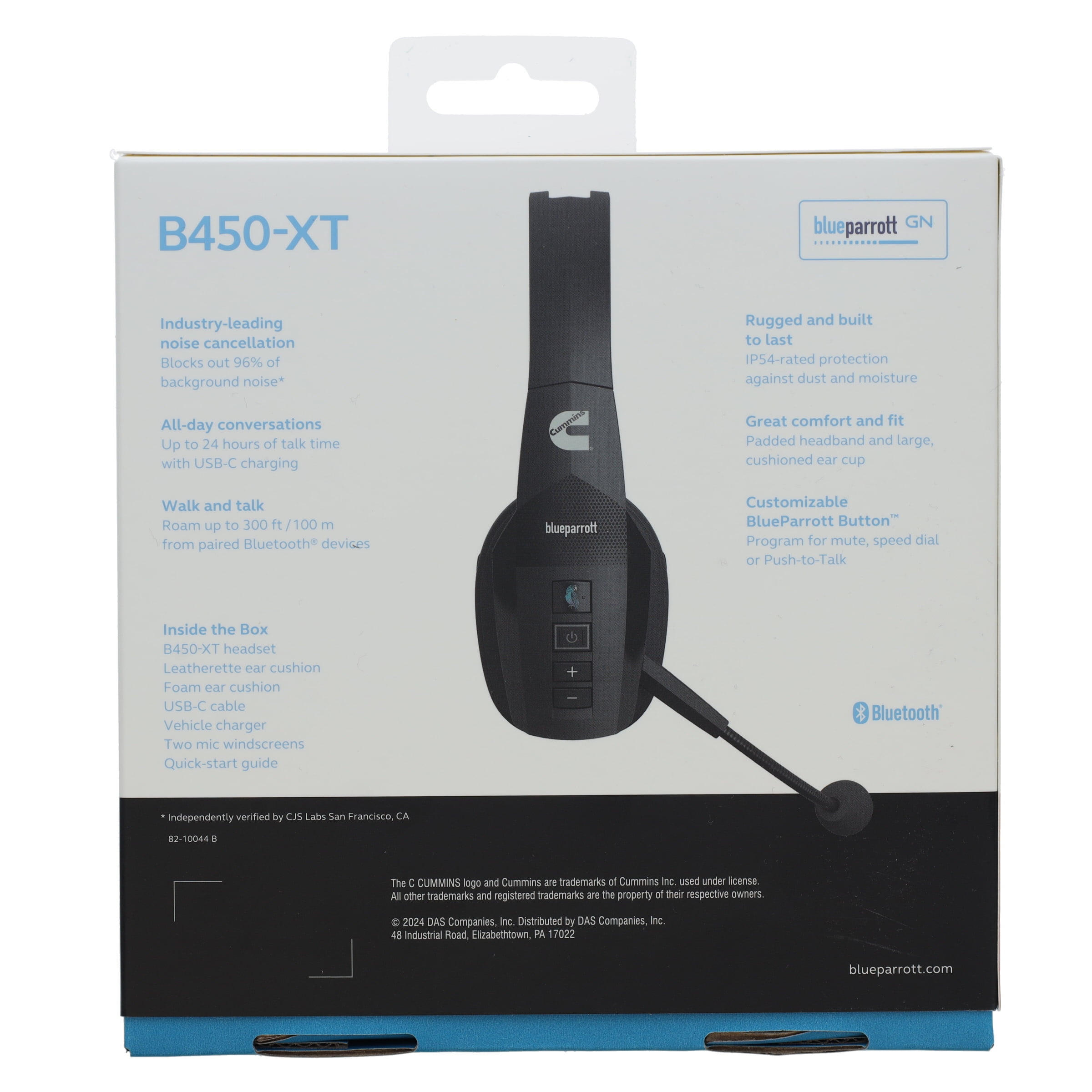 Cummins Edition Cmnbpb450xt Blueparrott Wireless Trucker Headset With Mic Premium Noise Cancelling And Voice Control 24hrs 300ft Range