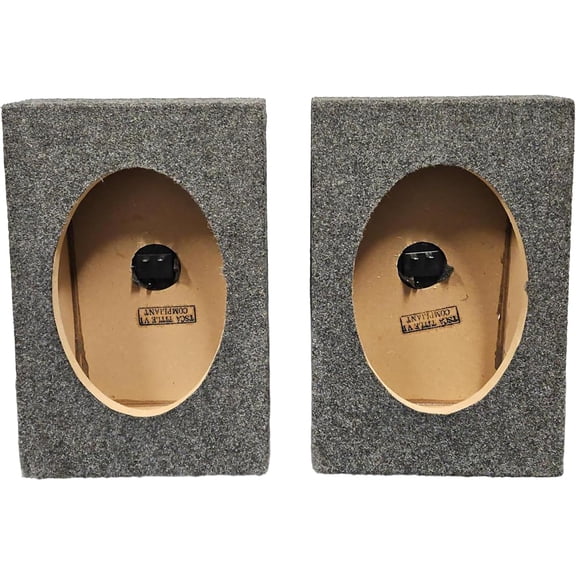 2-Pack 6x9 Inch Vertical Angled Speaker Box Enclosures, 5/8" MDF Car Audio Pair and Sound System Accessories, Charcoal Carpet Finish