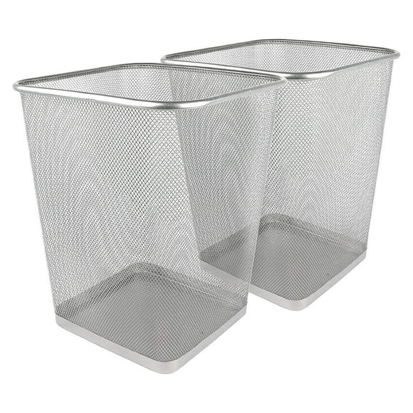 Greenco Small Trash Cans for Home or Office, 2-Pack, Lightweight, Sturdy for Under Desk, Kitchen, Bedroom, Den, or Recycling Can, 6 Gallon Square Trash