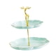 thumbnail image 3 of Soporte de exhibición de pasteles de 2 niveles, soporte para bandeja de servir alimentos, soporte para postres decorativo Verde, 3 of 9