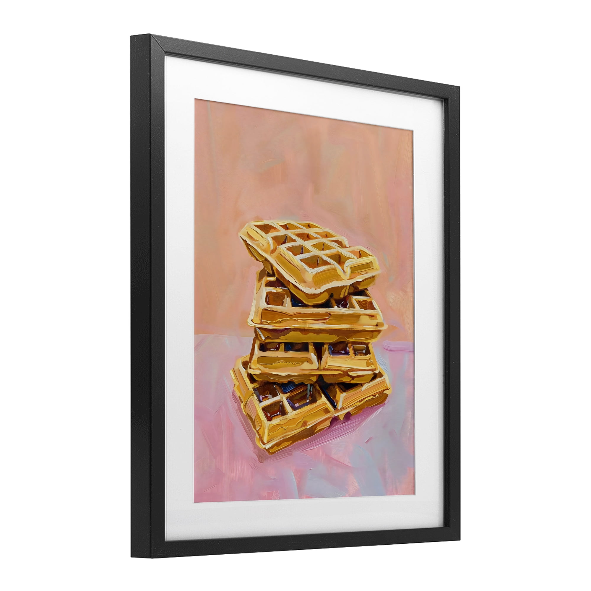 Stupell Industries Stack of Fluffy Waffles Black Framed Print Under Glass, design by The Prints Vibe