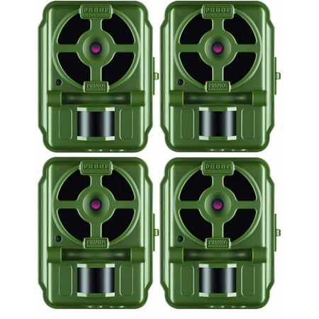 Low Light Camera Set - Primos 10MP Proof Cam 01 HD Trail Camera with Low-Glow LEDs, Green - Set of 4