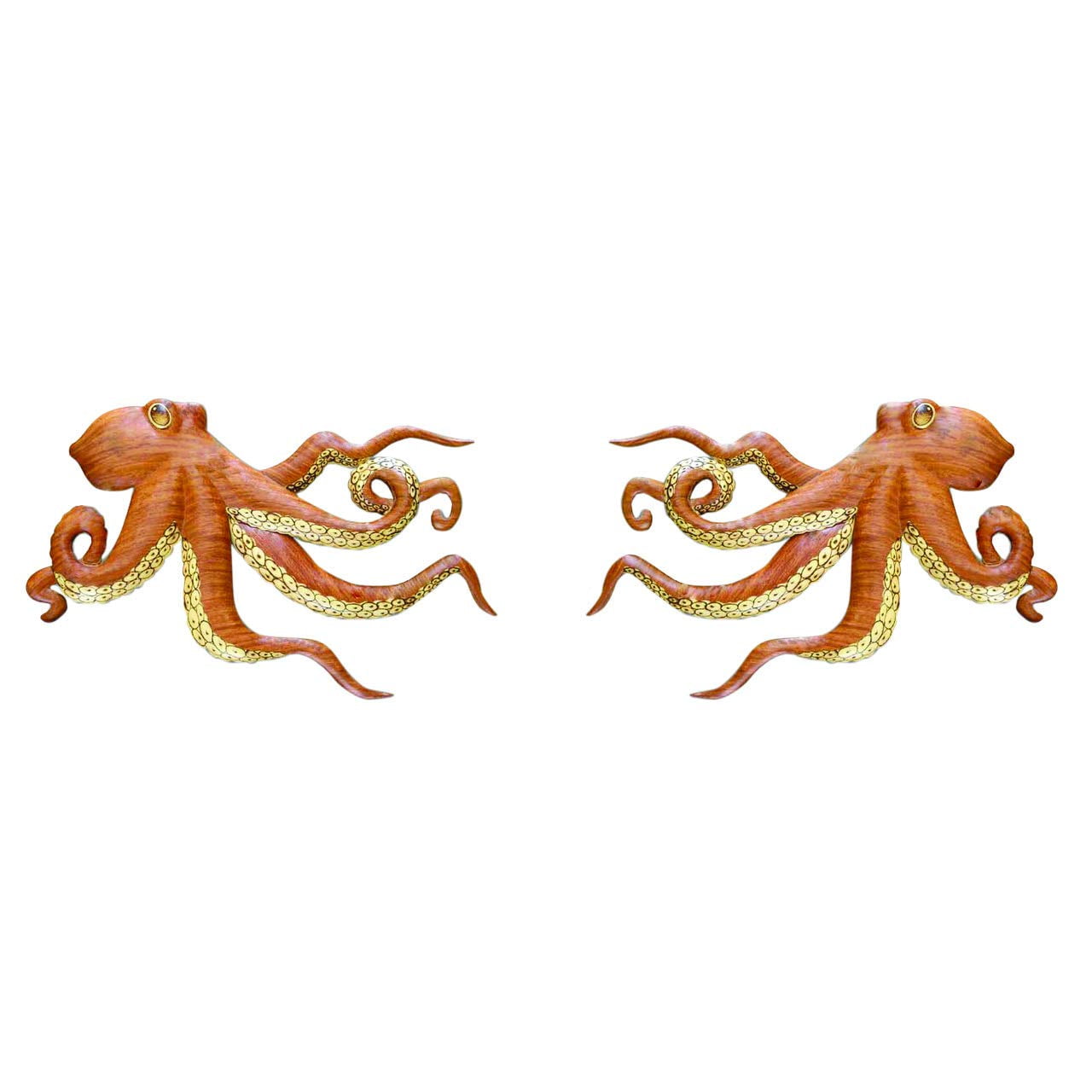 Wood Wall Hanging Set Of Two Octopus