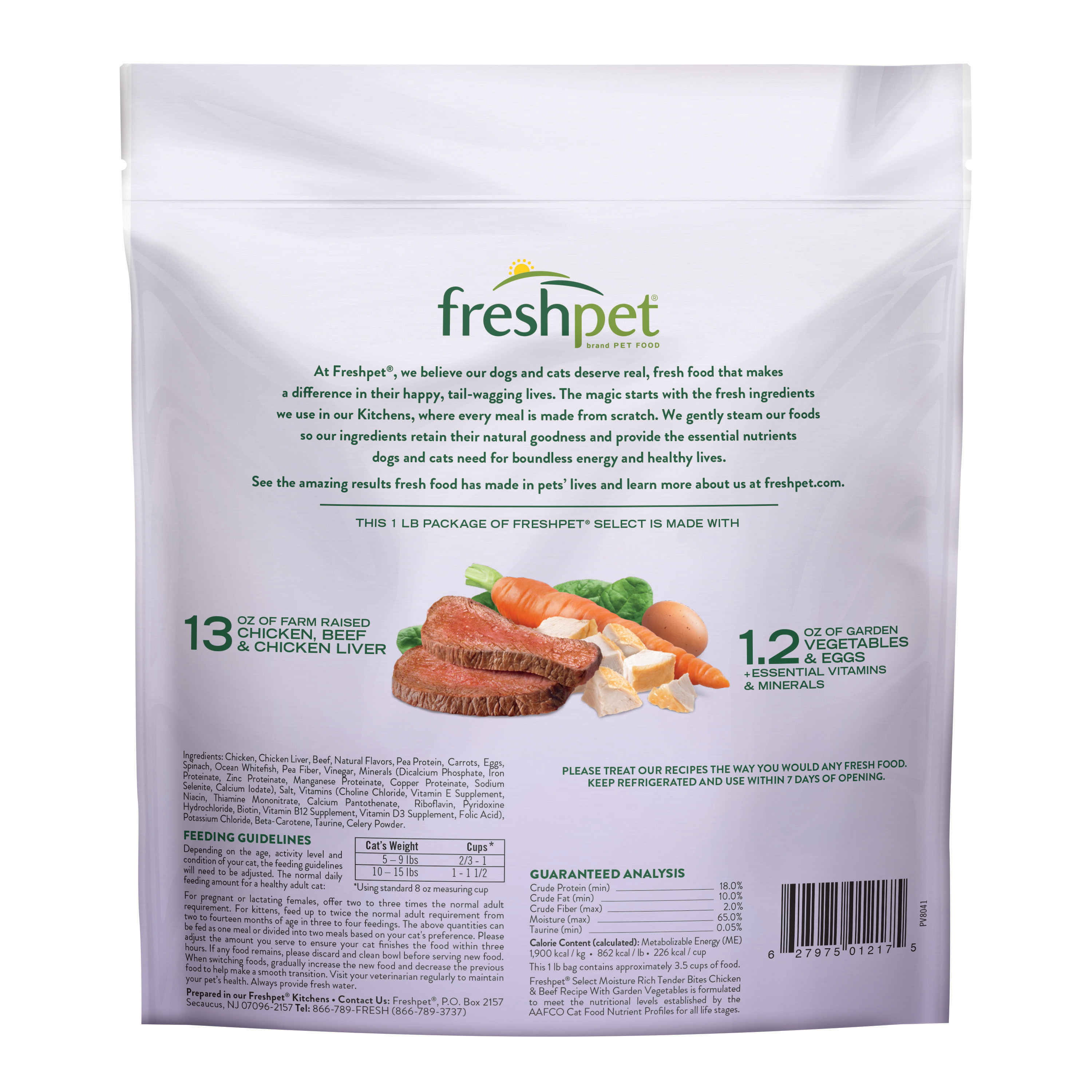 Freshpet Healthy & Natural Cat Food, Fresh Chicken & Beef Recipe, 1lb - image 2 of 6