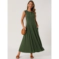 thumbnail image 4 of DARING DIVA Sleeveless Button A-Line Casual Maxi Dress M Army Green, 4 of 7