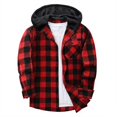 thumbnail image 6 of Boys Girls Flannel Shirt Classic Plaid Hoodie Shacket Long Sleeve Button Down Jacket Uniform Checked Coat 2026 Hooded Outwear, 6 of 7