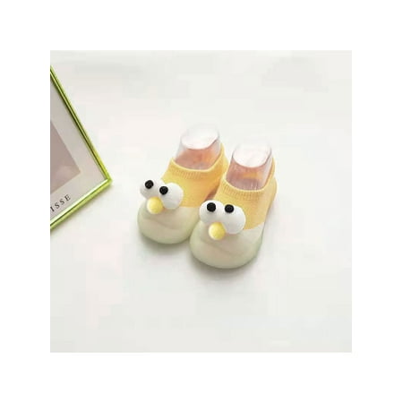 

Daeful Baby Floor Slippers First Walker Crib Shoe Slip On Sock Slipper Elastic Rubber Soft Sole Walking Shoes Toddler Patchwork Yellow Eyes 5C-6C