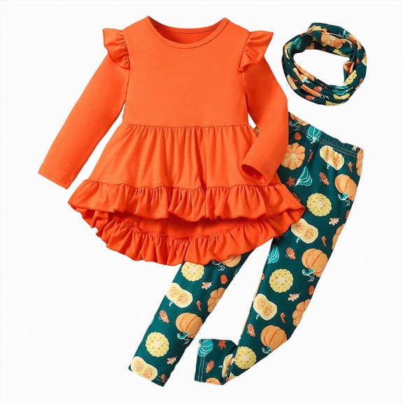 NOLDARES Toddler Clothes for Baby Girls Cute Print Long Sleeve Sweatshirt Pants Girls Warm Fall Winter Outfits Set(Red,6-7 Y)