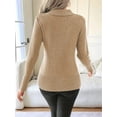 thumbnail image 5 of Women V Neck Long Sleeve Sweaters Criss -Wrap Ruched Pullover Fall Tops Khaki S, 5 of 6