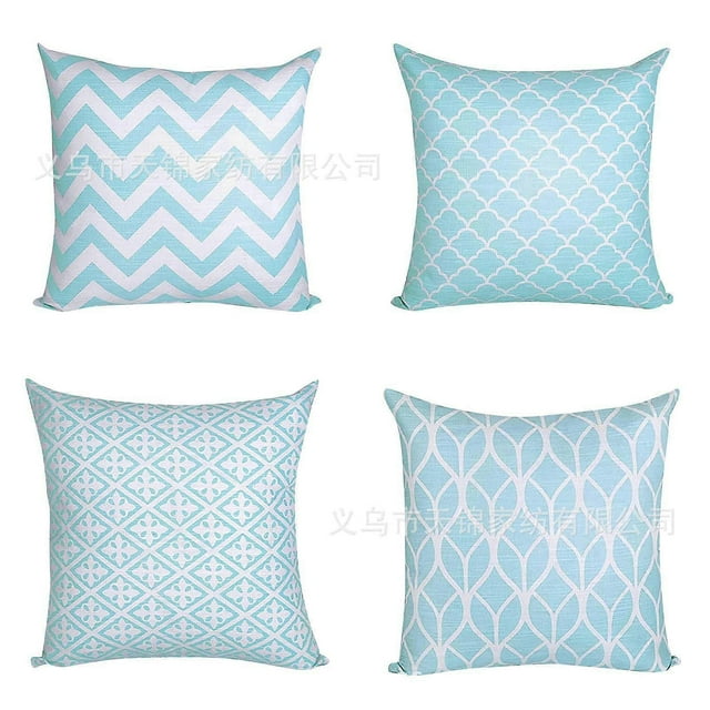 Juego de 4 fundas de almohada decorativas bohemias modernas de 45 x 45 cm, color verde azulado, 45 x 45 cm, para sala de estar, sofá y dormitorio.