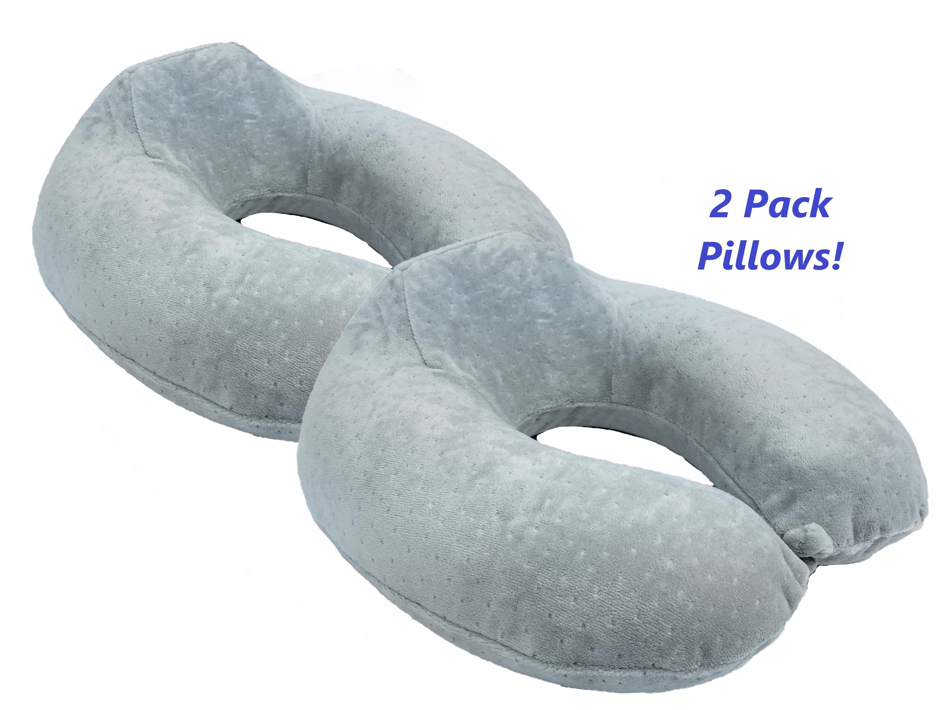 Bookishbunny 2 Pack Elevated Large Neck Support Memory Foam U Shape Travel Pillow Airplane Cushion - image 1 of 6