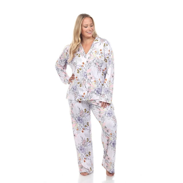 White Mark Ensemble de Pyjama à Manches Longues à Fleurs pour Femmes