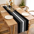 thumbnail image 3 of Black White Stripe Table Runner - 72 Inch Long, Kitchen Dining Table Runner Dresser Scarves, Modern Rustic Vertical Striped Farmhouse Decor for Coffee Tables Wedding Party Banquet, 3 of 8