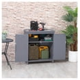 thumbnail image 2 of Patio Storage Cabinet - Outdoor Tool Shed, Galvanized Top, Rust-Proof, Double Door, Elevated Feet, 31.5" W x 17.75" D x 36.25" H, Grey, 2 of 9