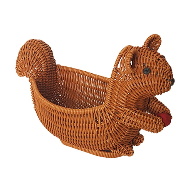 Cesta tejida con forma de animal para servir alimentos, verduras y almacenamiento de mesa. Ardilla 28x15x22cm