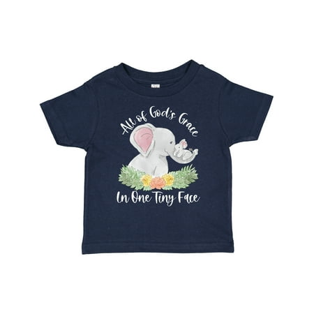 

Inktastic All of God s Grace in One Tiny Face Elephants and Flowers Gift Toddler Boy or Toddler Girl T-Shirt