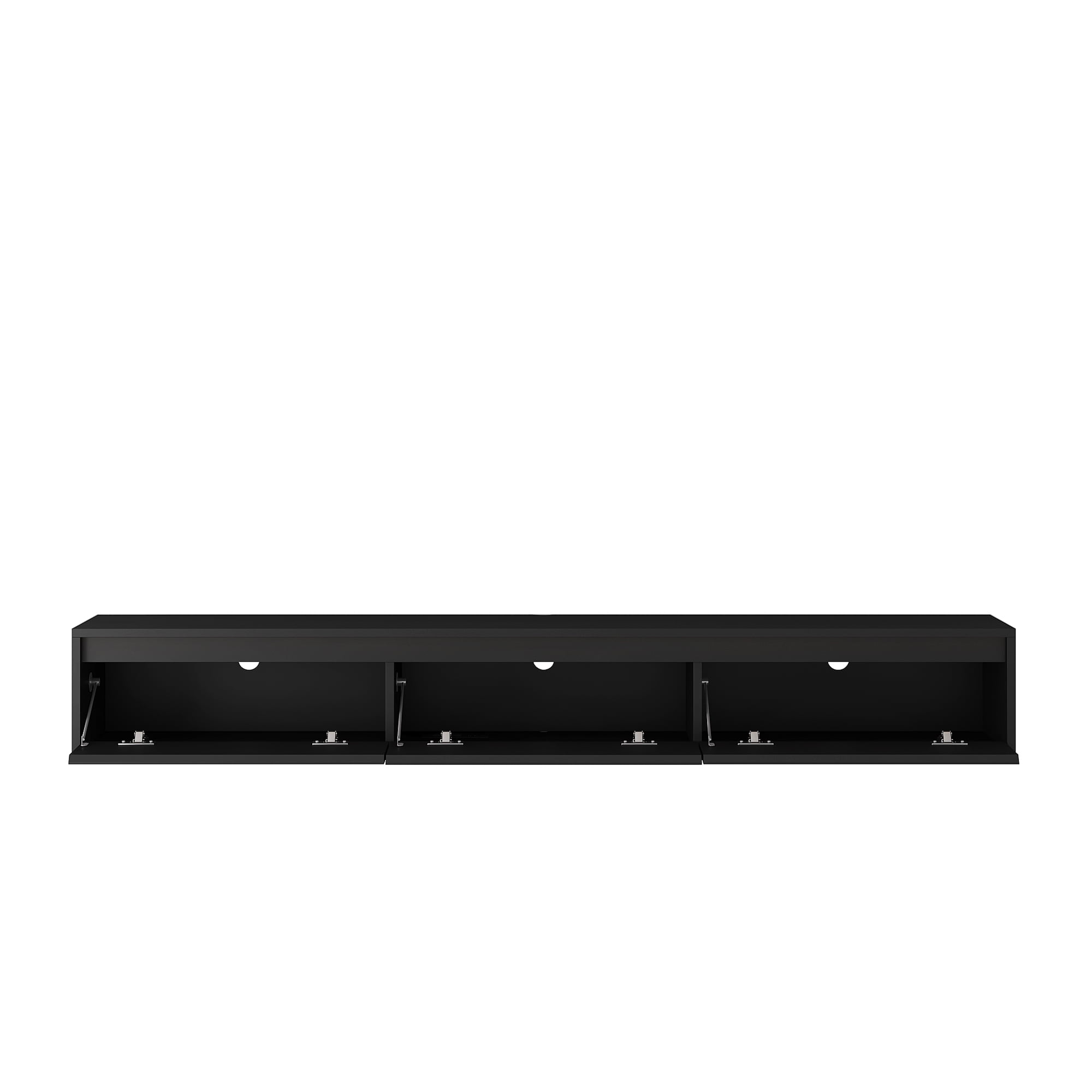 Aukfa Floating TV Stand for TVs up to 65" 70",Wall Mounted TV Shelf High Gloss TV Cabinet,Black