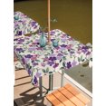 thumbnail image 3 of Square Outdoor Tablecloth with Umbrella Hole Purple Plum Blossoms Outside Table Cloth Waterproof Patio Table Cover Vintage Farmhouse Flower Burlap Zipper Tablecloths for Picnic Camping 54x54 Inch, 3 of 8