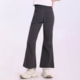 thumbnail image 2 of zbxnLI 5-15 Years Girl's Flared Leg Pants Elastic Waisted Slim Casual Pants Outdoor Sports Comfy Trousers with Pockets, 2 of 5