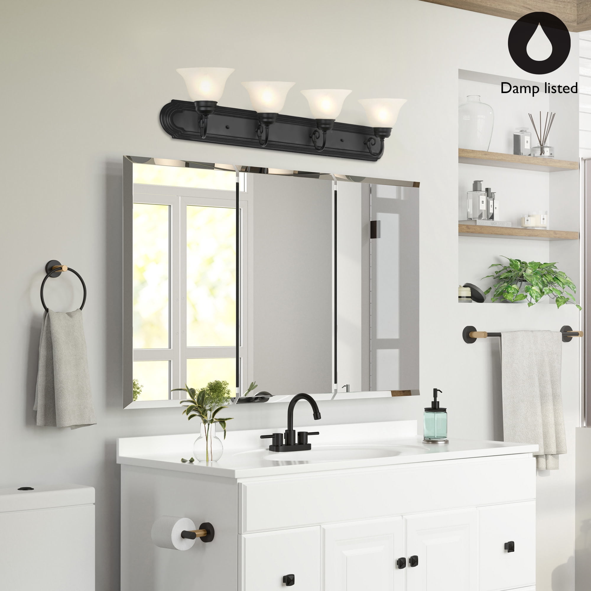 Design House Millbridge 4-Light Dimmable Wall or Vanity Light, Matte Black