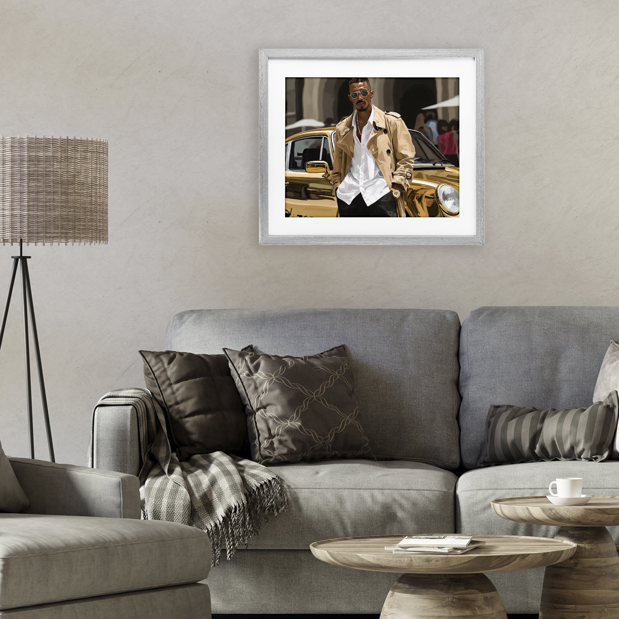 Stupell Industries Classy Gilded Sportscar & Driver Gray Framed Print Under Glass, design by Franklyn Gregory