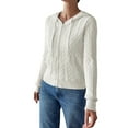 thumbnail image 2 of Females Cable Knit Sweaters Long Sleeve V Neck Sweater Tops Casual Pullover Shirts Fall Fashion Outfits White L, 2 of 7