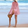 thumbnail image 4 of Women's Swimsuit Coverup Crochet Sheer Beach Dress Slit Long Sleeve Bathing Suit Cover Up, 4 of 9