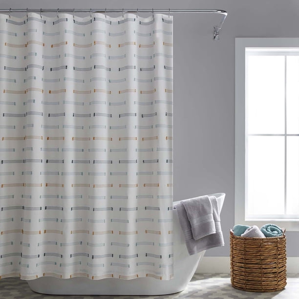 better Homes & Gardens Stripes Cotton Shower Curtain, 72" x 72"