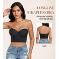 thumbnail image 4 of Exerin Women's Longline Strapless Bra Anti Slip Bustier Underwire Full Coverage Corset Top(42DD,Black), 4 of 7