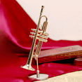 thumbnail image 3 of Copper Miniature Trumpet with Stand and Case Mini Musical Instrument Miniature Replica Model Mini Trumpet Home Ornament, 3 of 7