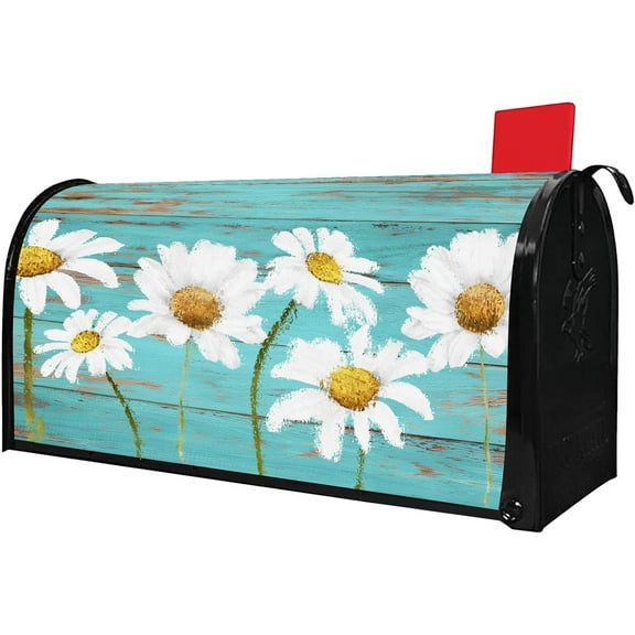 Daisy Mailbox Covers Magnetic Standard Size 21" X 18" Spring Summer Floral Welcome Mailbox Wraps Post Letter Box Cover for Garden Yard Home Decor Outdoor Decorations (Daisy 2, 21" x 18")