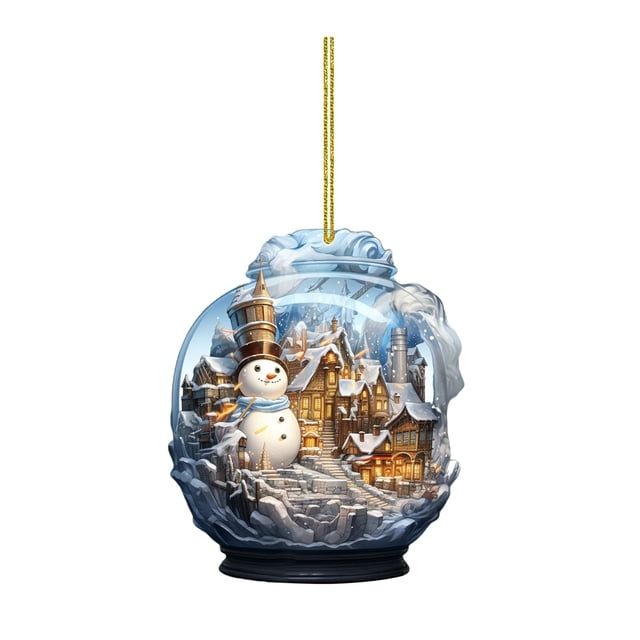 Decoraciones de Navidad para el Hogar Muñeco de Nieve Acrílico Bola de Vidrio Joyería, Estilo Único Copo de Nieve Decoración Exquisito Colgante para Coche Y Regalo