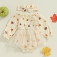 thumbnail image 5 of RMGVDSD Halloween Baby Girl Clothes Pumpkin Bodysuit Ruffle Long Sleeve Smocked Bubble Romper Tutu Dress with Headband Fall Holiday Outfit, 5 of 8