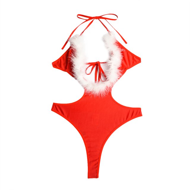 Gibobby ropa interior Monos navideños para mujer Pijamas Lencería Ropa interior sexy sin mangas (Rojo, S)