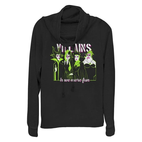 Junior's Disney Villains Have More Fun Cowl Neck Sweatshirt