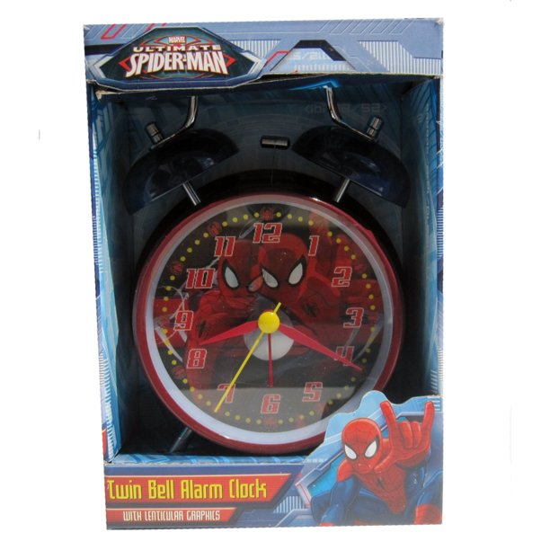 Marvel Ultimate Spiderman Twin Bell Alarm Clock with Lenticular