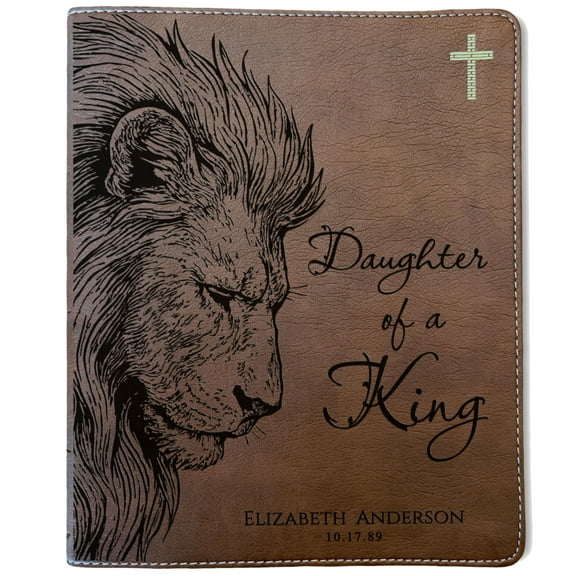 Personalized NIV Journaling Bible, Daughter of a King Lion Design, Custom Engraved Name, Christian Gift, Baptism Gift, Bible Gift for Her