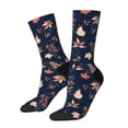 thumbnail image 1 of Balery Autumn Leaves With Blue Calcetas Largas con Estampado para Hombre y Mujer – Suaves y Transpirables, Talla Única (US 5-11), 1 of 6
