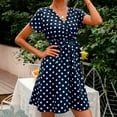 thumbnail image 2 of Dyegold Sundresses for Women Casual Beach - Summer Dresses for Women 2023 Beach V-Neck Short Sleeve Polka Dots Belted Maxi Sundress ​Casual Loose Long ​Tank ​Dress, 2 of 5