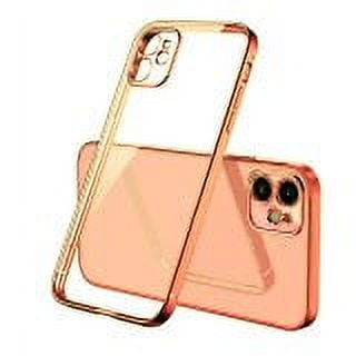 For iPhone 12 Clear Silicone Case With Rose Gold Edge